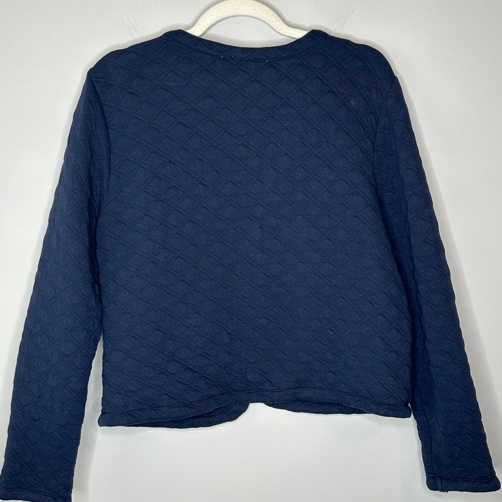 J. Crew Factory‎ Quilted Jacket Women's Medium Navy Blue Open Front Pockets Fa24 - Picture 10 of 11